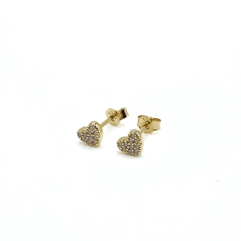 Pavé Heart Stud Earrings sold by Tiny Tags