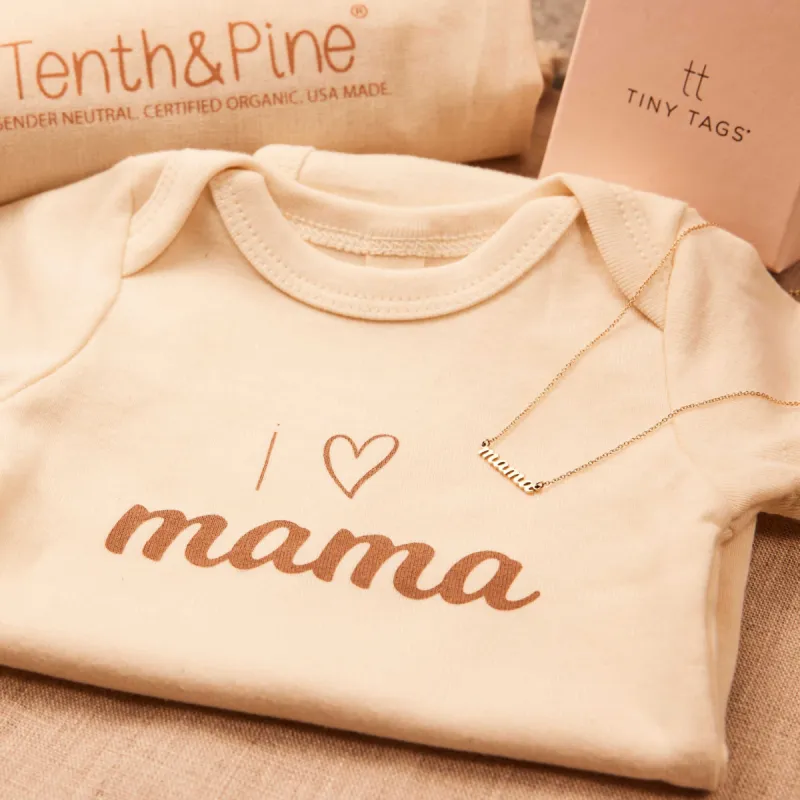 New Mama Bundle (Mama Necklace + Onesie) sold by Tiny Tags