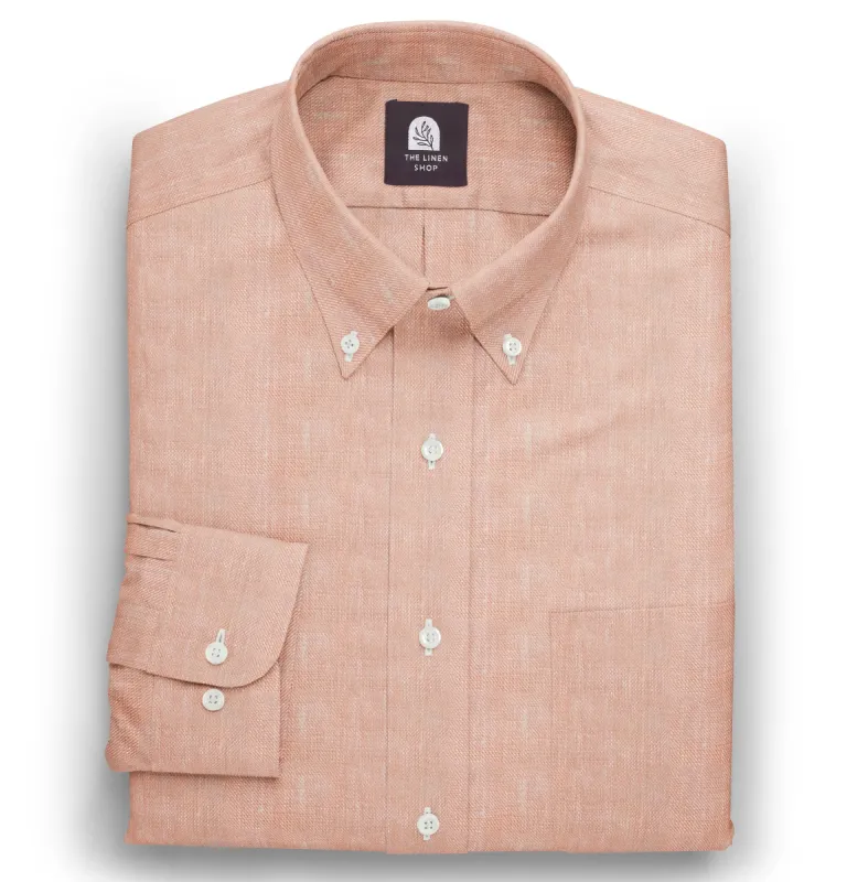Pure Linen Button-Down - Long Sleeve - Peach sold by Airthreads