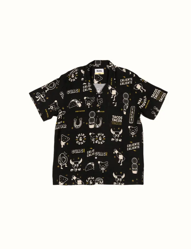 Chips N Dip Buttonup Shirt Black sold by Duvin Design