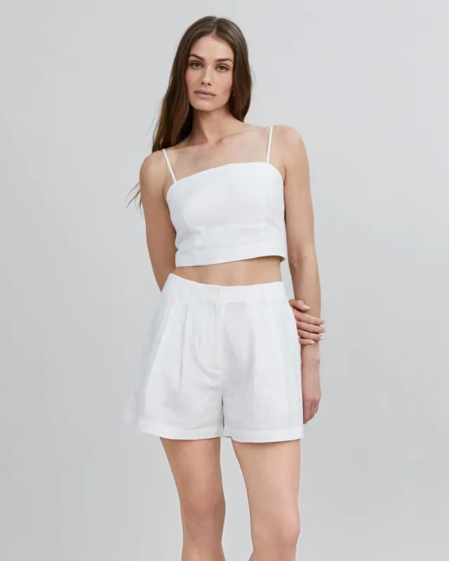 Loretto Linen Crop Top Optic White sold by SOLID & STRIPED