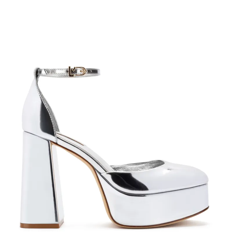 Ari Pump In Silver Specchio sold by Larroude