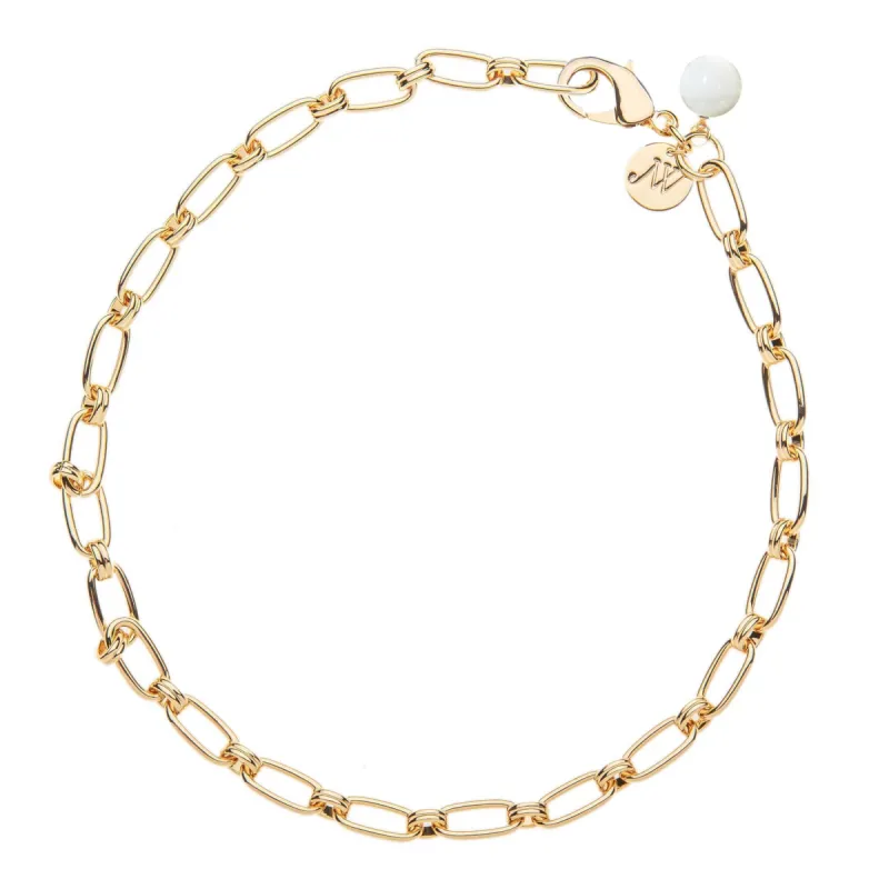 Wheels of Fortune Chain with Mother of Pearl Bead sold by Jane Win