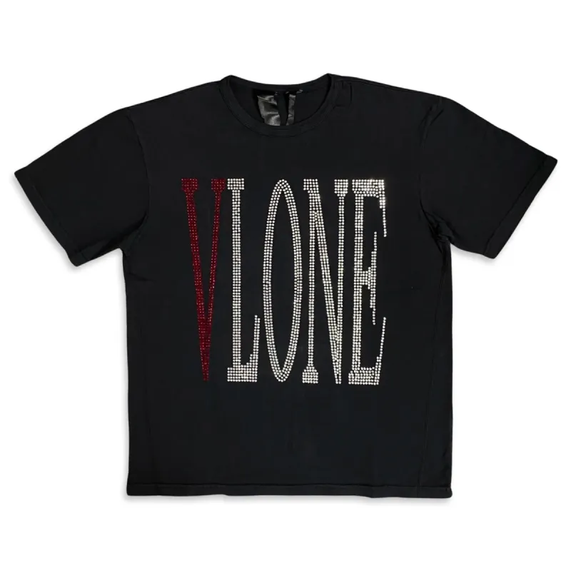 Vlone Rhinestone Staple T-Shirt Black/Red | Parallel