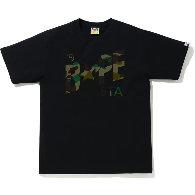 BAPE 1st Camo Bapesta Logo Tee Black/Green sold by PLUS