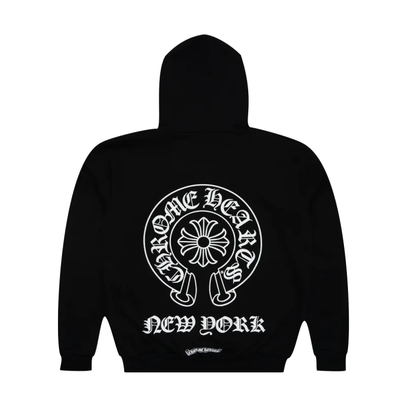 【Chrome Hearts】フローラル ヘビーウェイト zip hoodie black Buy Chrome Hearts Horseshoe Floral Cross-Sleeve Zip Up