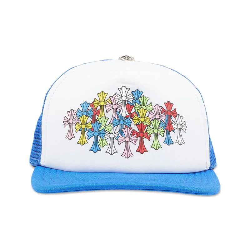 Chrome Hearts Multi Color Crosses Trucker Hat Blue/White