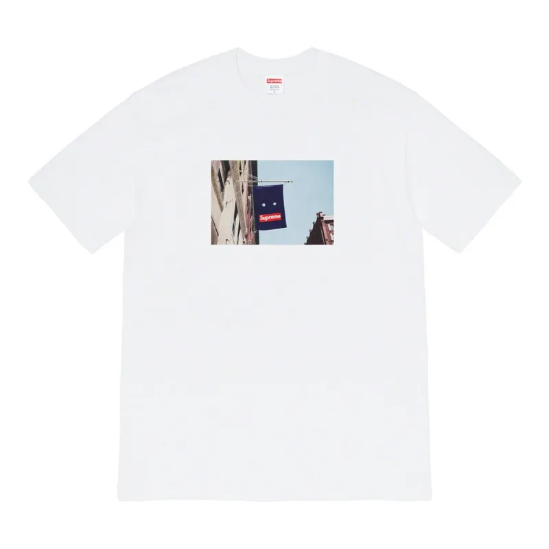 Supreme Banner Tee White sold by PLUS