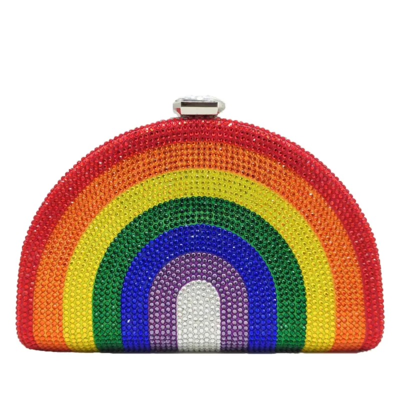 Rainbow Rhinestone Semi-circular Handbag sold by Onlymaker