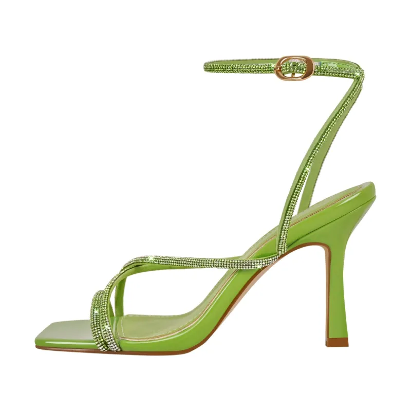 Square Toe Rhinestone Ankle Strap Stiletto Sandals sold by Onlymaker