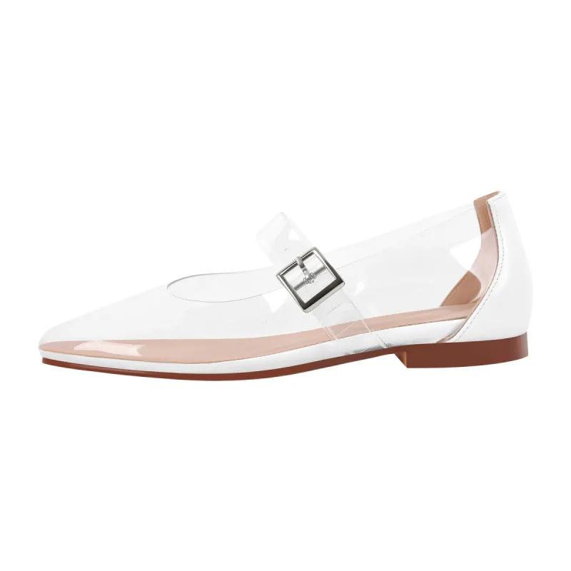 Clear Round Toe Buckle Flats sold by Onlymaker