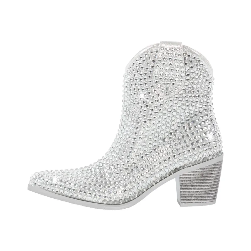 Rhinestone Pointed Toe Chunky Heel Ankle Boots sold by Onlymaker
