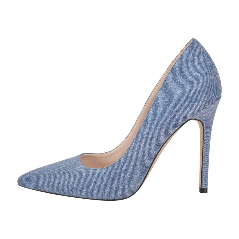 Denim Pointed Toe Stilettos Pumps sold by Onlymaker