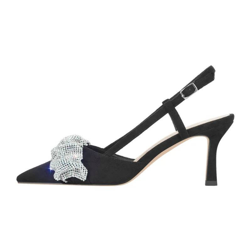 Rhinestone Pointed Toe Slingback Pumps sold by Onlymaker