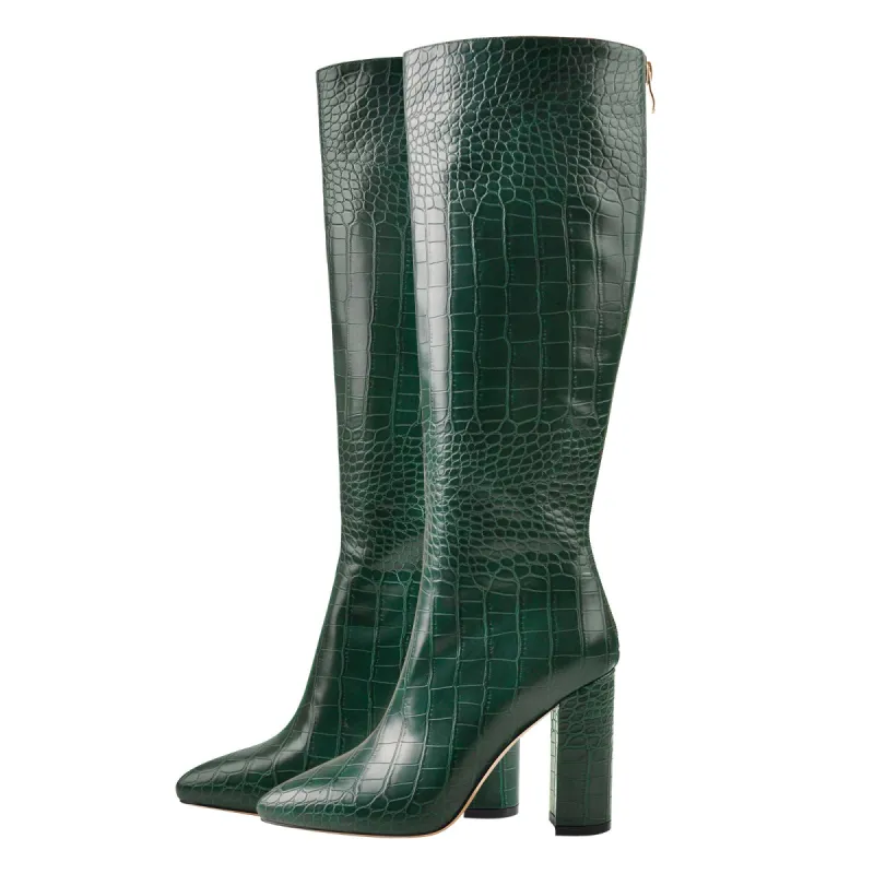 Pointed Toe Stone Pattern Chunky Boots sold by Onlymaker