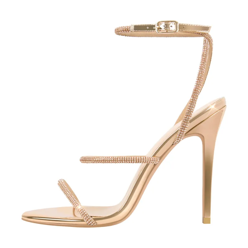 Open Toe High Heels Rhinestone Strappy Sandals sold by Onlymaker