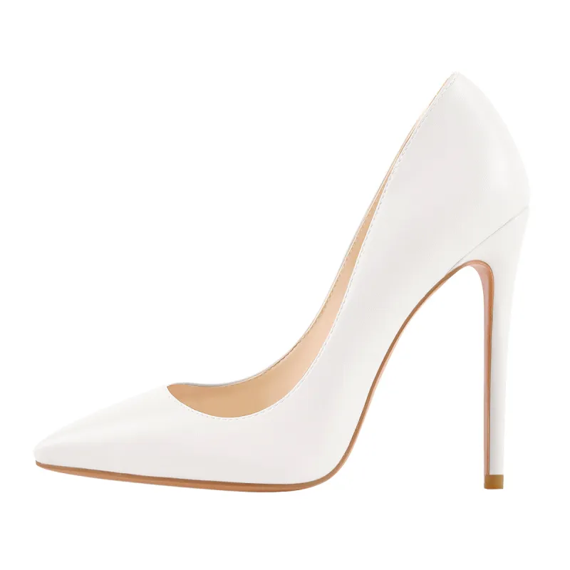 Matte White Pointed Toe Stiletto Pumps sold by Onlymaker