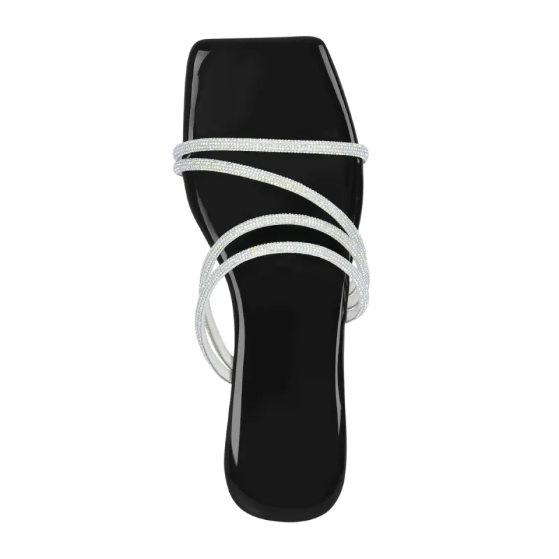 Square Toe Rhinestone Strappy Flat Sandals sold by Onlymaker