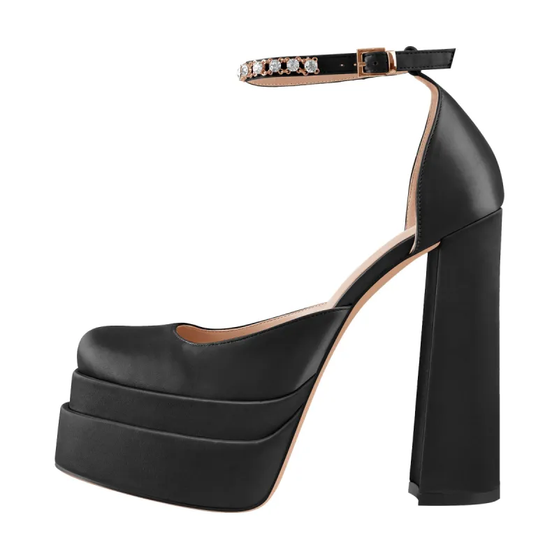 Silk-like Platform Chunky High Heels Pumps sold by Onlymaker