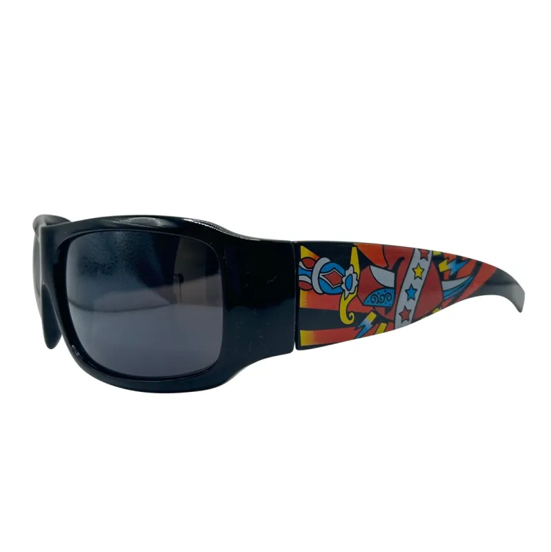 CROSS MY HEART Tattoo Art Shield Y2K Sunglasses: Sword sold by Giant Vintage