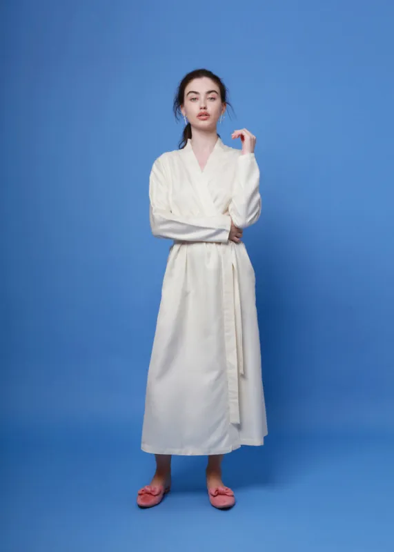 Mulberry Silk Robe - Ivory Natural sold by The Ethical Silk Company