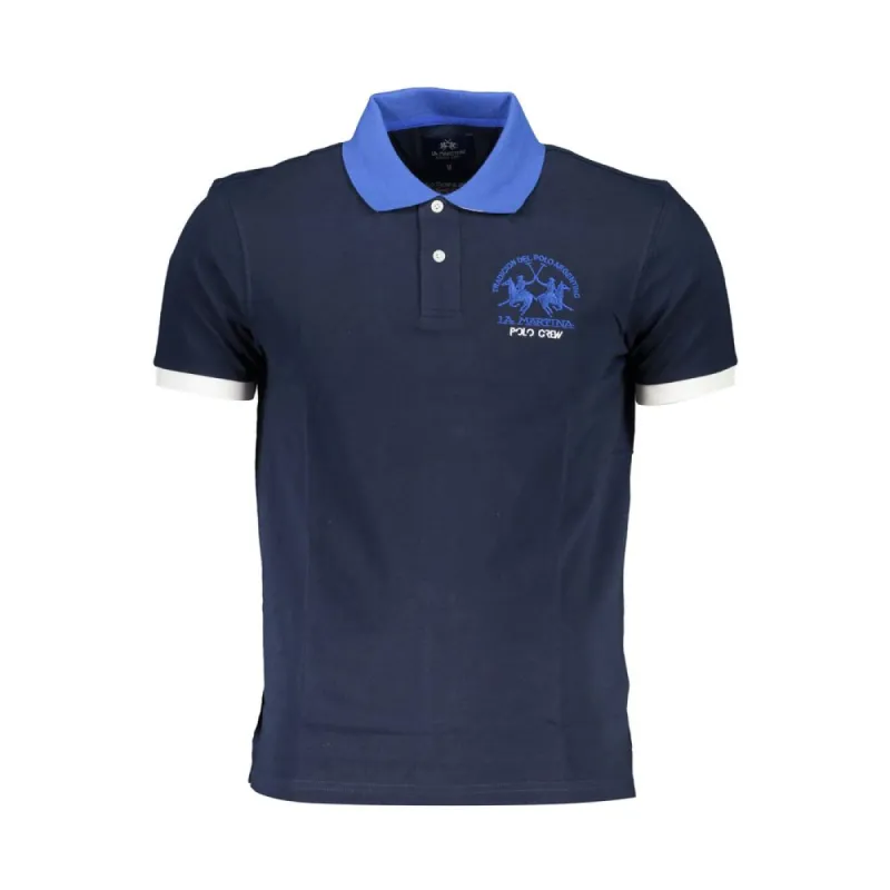 Blue Cotton Men Polo Shirt sold by Louxly