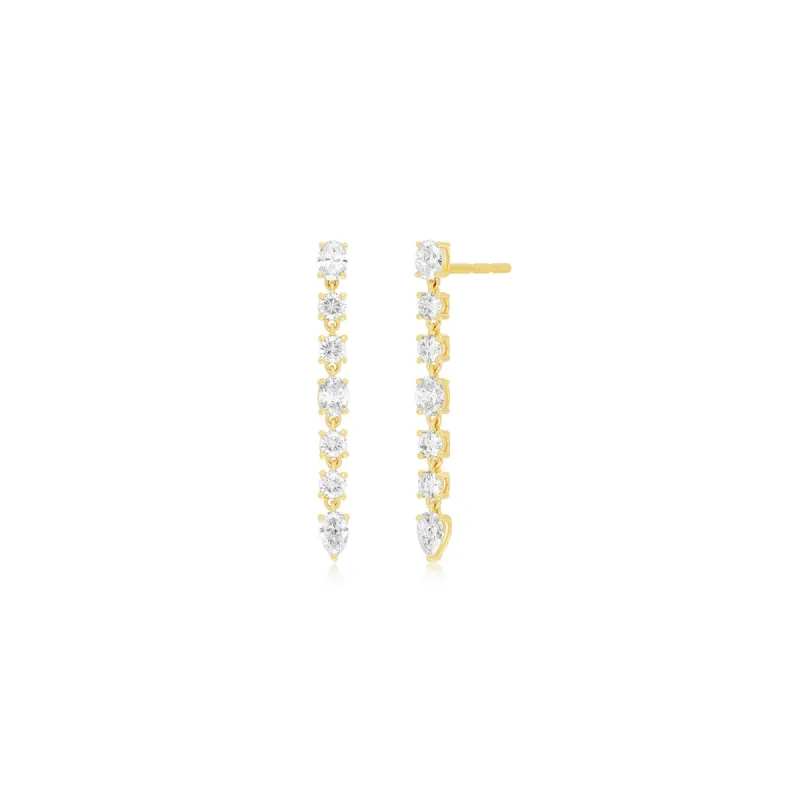 Diamond Carrie Drop Stud Earrings sold by EF Collection