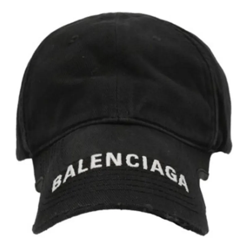 Balenciaga Hat Notch Logo Visor Cap 'Black' 697748410B21077 sold by KicksCrew