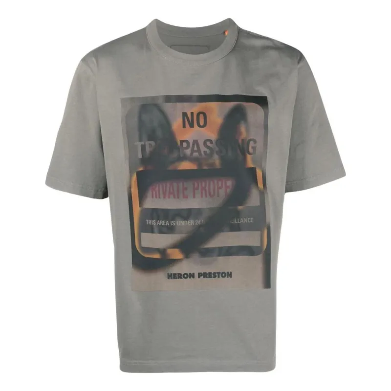 HERON PRESTON SS23 Private Property T-shirt 'Grey Orange' HMAA032S23JER0120920 sold by KicksCrew