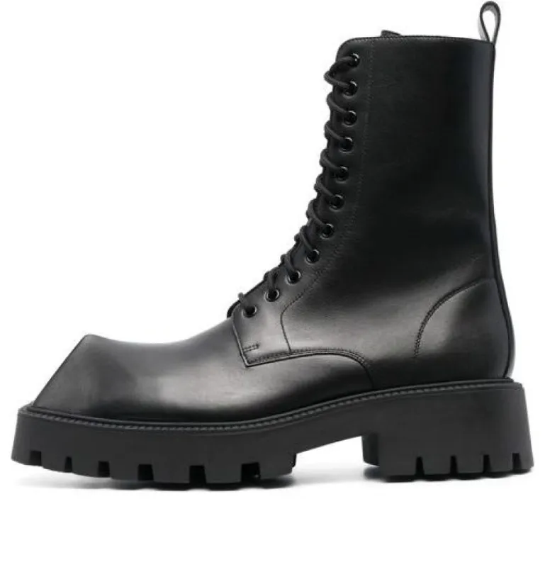Balenciaga Rhino 25mm Lace Up Boots 'Black Smooth Calfskin' 712638WBB501000 sold by KicksCrew