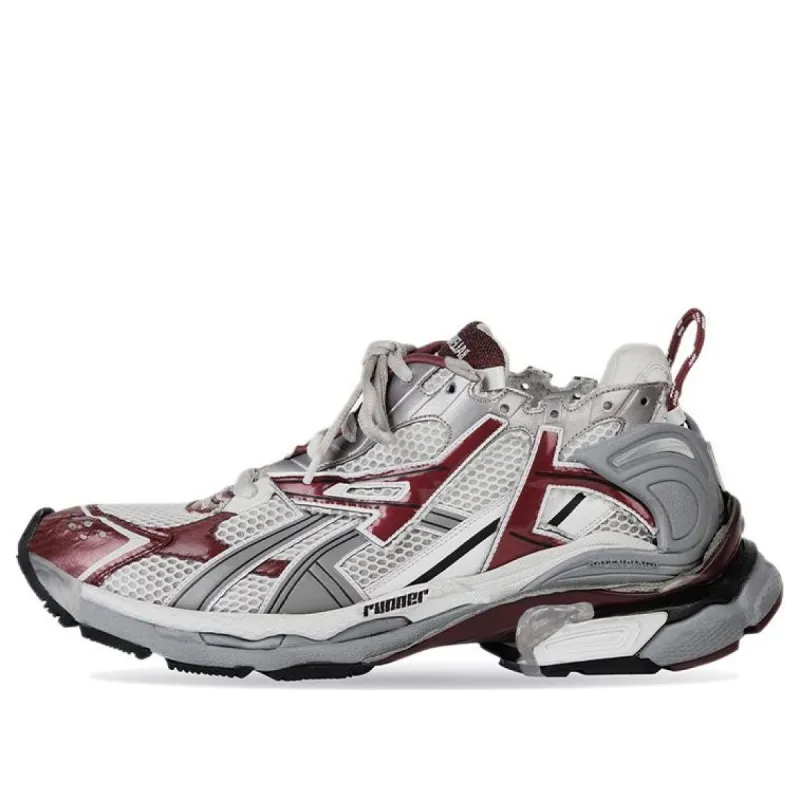 Balenciaga Runner Sneakers 'Burgundy Grey White Mesh and Nylon' 677403W3RB39069 sold by KicksCrew