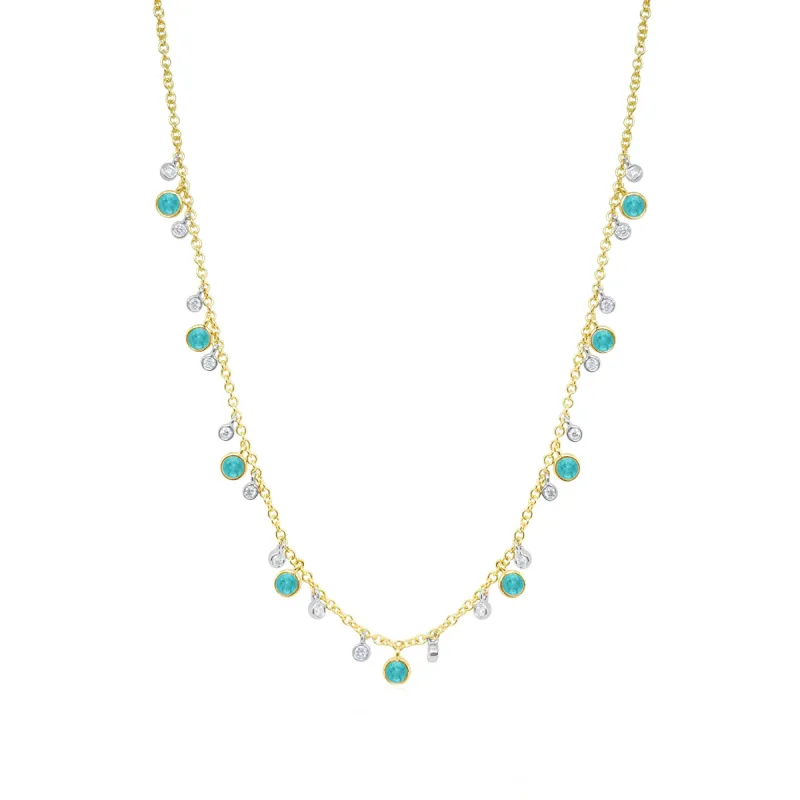 Yellow Gold and Blue Topaz Bezel Necklace sold by Meira T