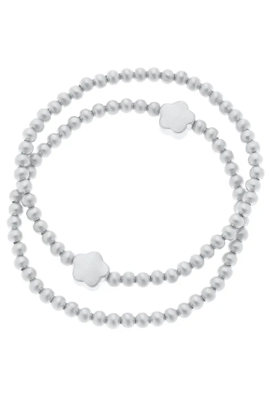 Isa Flower Ball Bead Stretch Bracelets (Set of 2) sold by Canvas Style