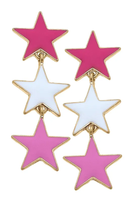 Stars Linked Enamel Statement Earrings sold by Canvas Style