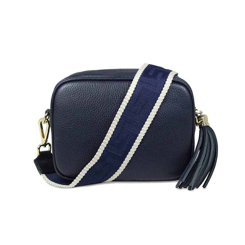 Coco: Navy Leather & Taupe Trim sold by Sole Bliss