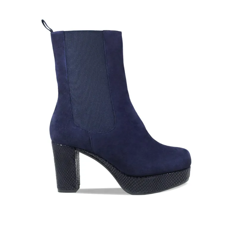 Raven: Navy Suede & Snake Print Leather sold by Sole Bliss