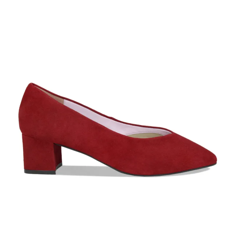 Ingrid: Cherry Red Suede sold by Sole Bliss