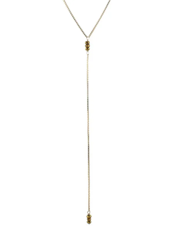 Hematite Lariat Necklace sold by Peggy Li Creations