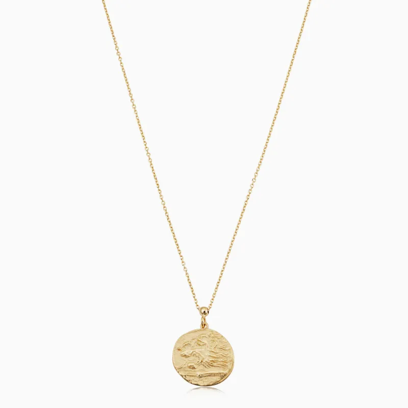 Greek Lion Medallion Necklace sold by Oradina