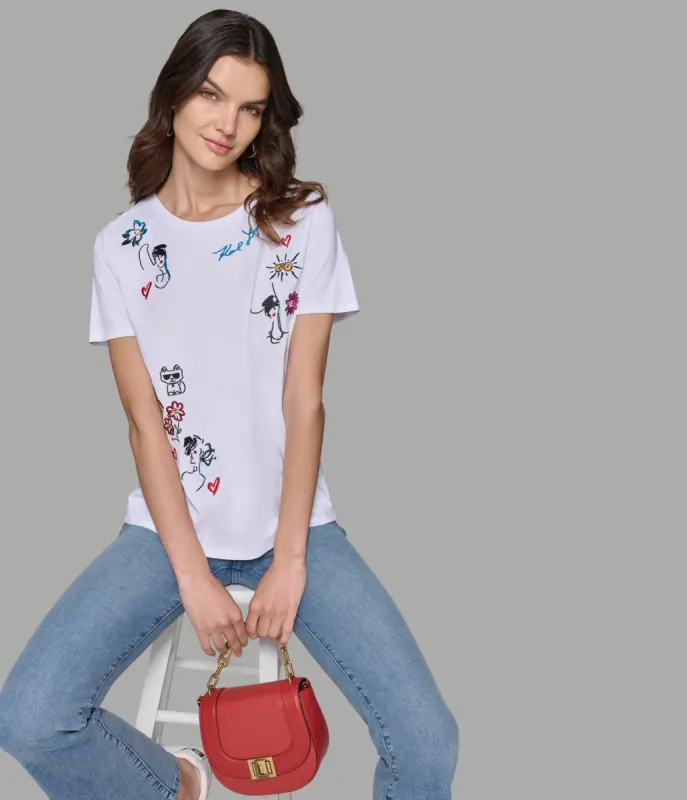 LUXE WHIMSY SKETCH TEE sold by Karl Lagerfeld Paris