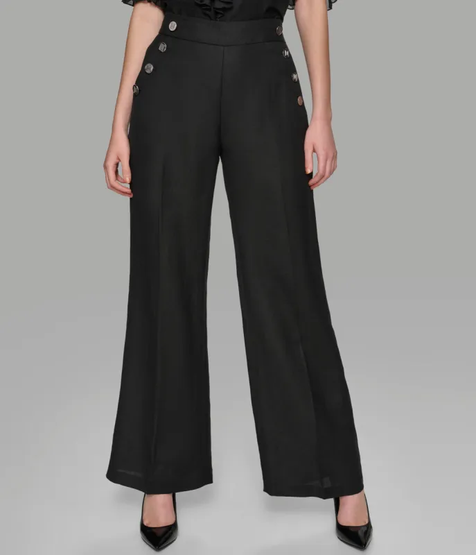 LINEN BLEND SAILOR PANT sold by Karl Lagerfeld Paris