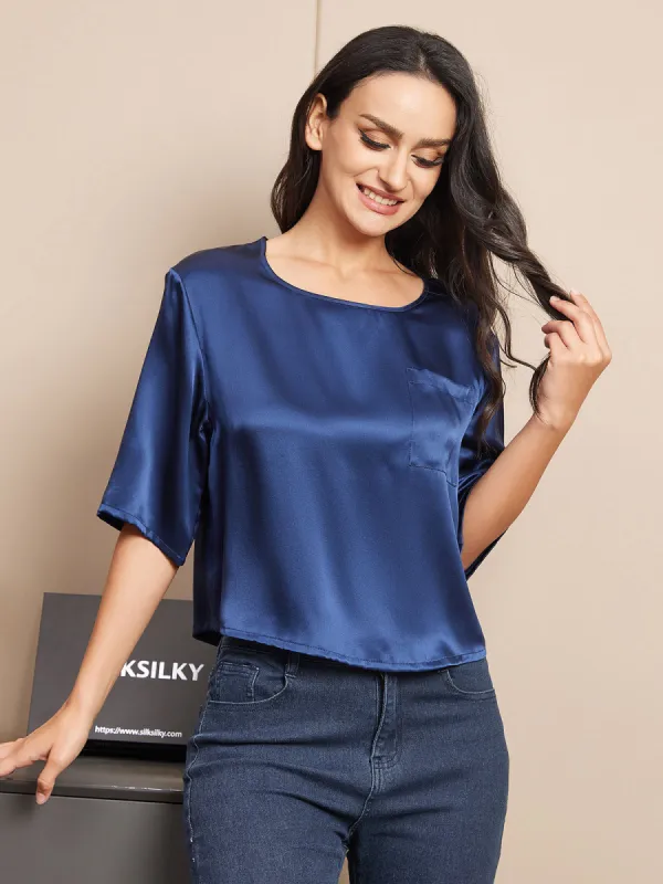 Pure Silk Casual Half Sleeve Women's Blouse T-Shirt sold by SilkSilky