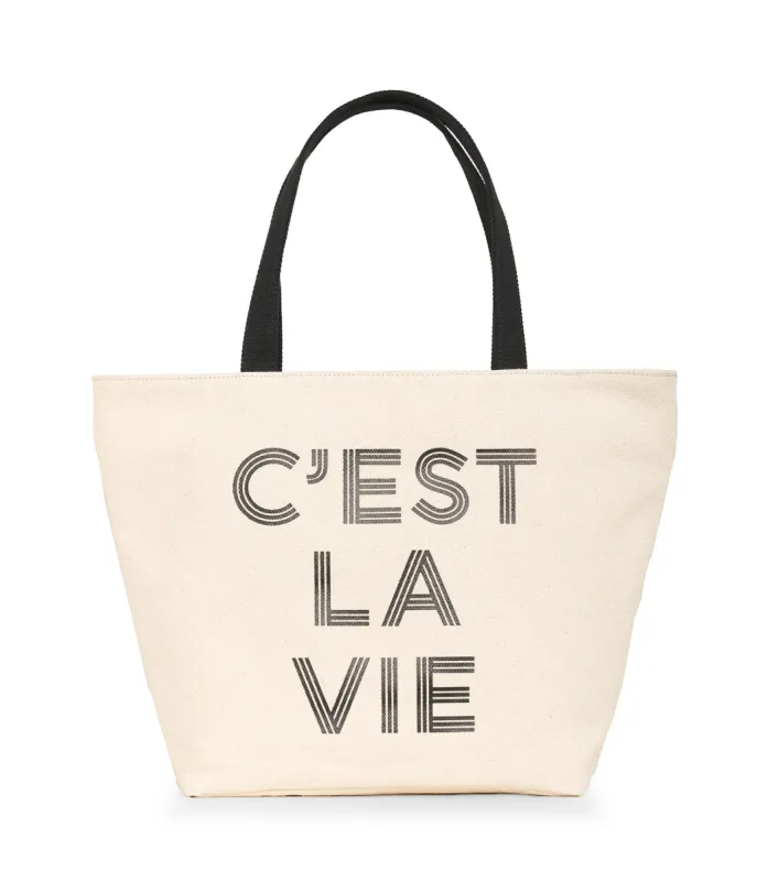 【在庫有即発】Karl Lagerfeld CANNES CANVAS TOTE C'EST LA VIE CANNES CANVAS TOTE | Parallel