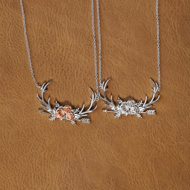 The Antler & Floral Necklace sold by Antler Rings