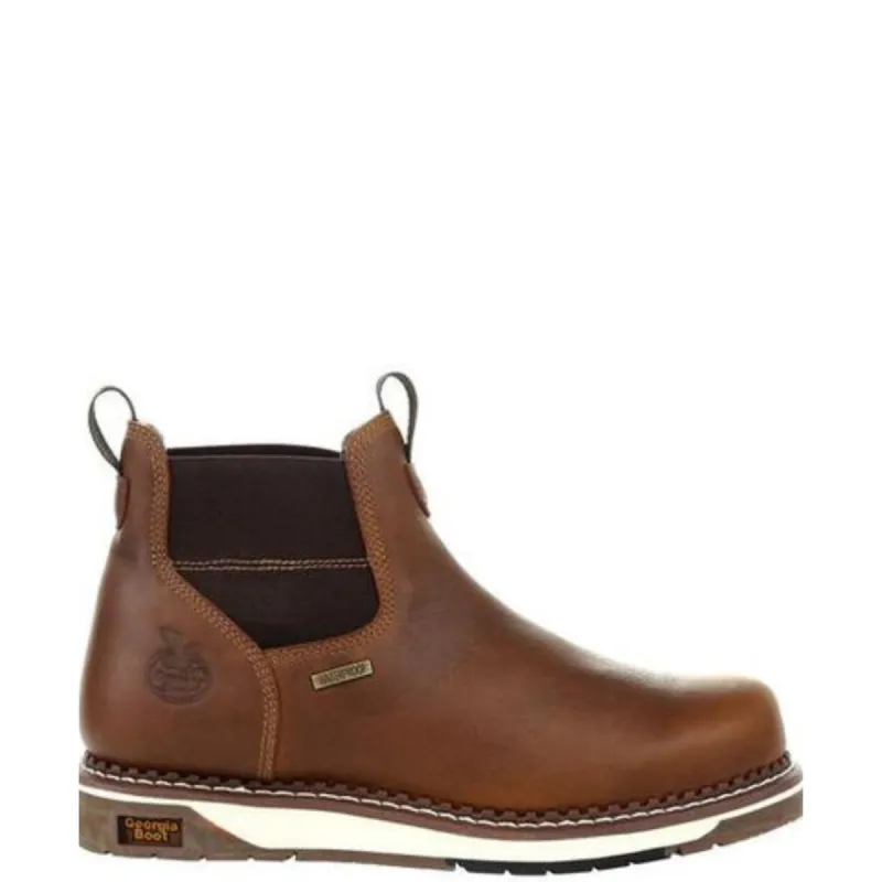 Georgia Boot Men's Wedge Sole 5" Waterproof EH  Steel Toe Chelsea Boot sold by Work World
