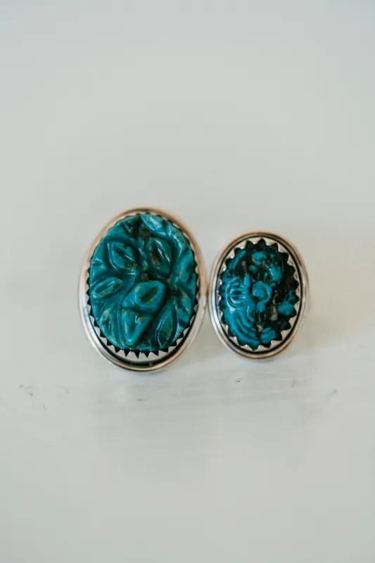 Curtis Ring | Carved Turquoise sold by Goldie Lew