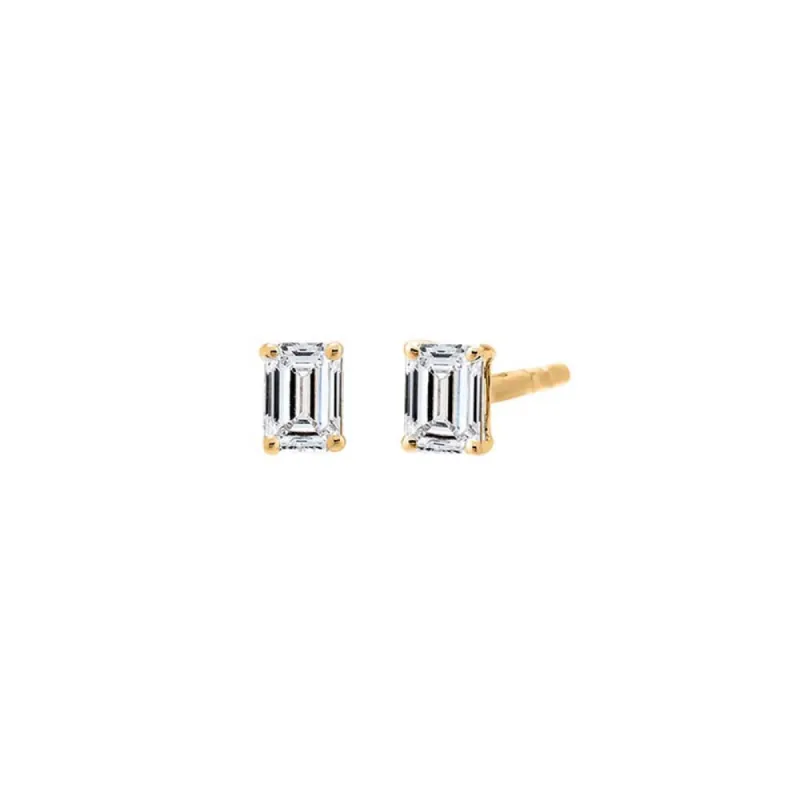 Lab Grown Diamond Emerald Four Prong Stud Earring 14K sold by Adina Eden's