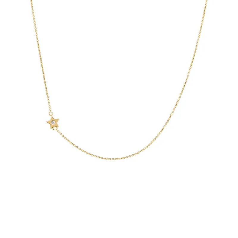 Diamond Sideway Star Necklace 14K sold by Adina Eden's