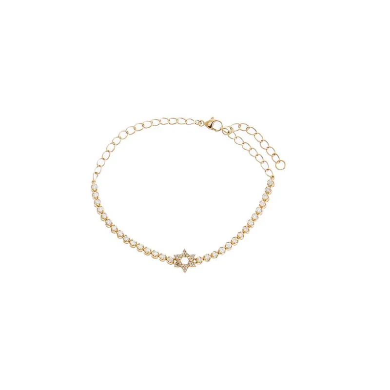 Diamond Pave Star Of David Tennis Bracelet 14K sold by Adina Eden's