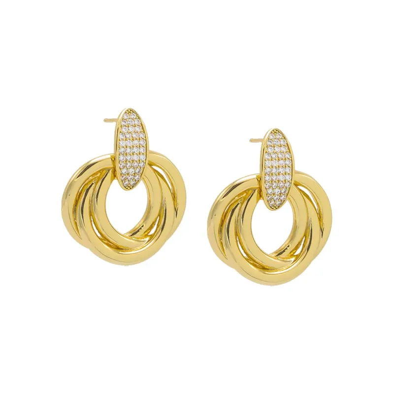 Pave Dangling Twisted Knot Stud Earring sold by Adina Eden's